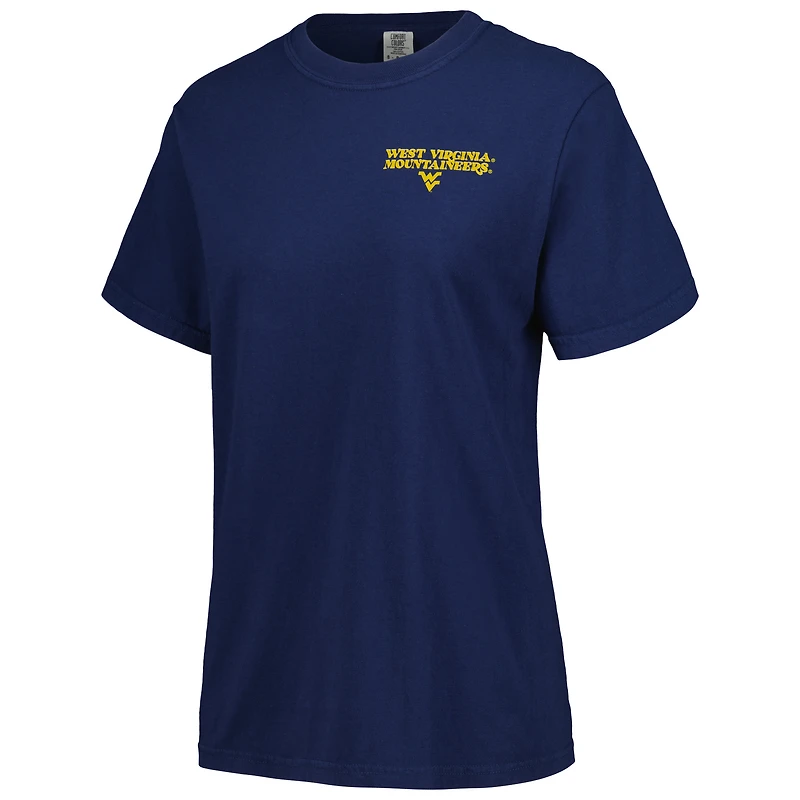 Women's Navy West Virginia Mountaineers Comfort Colors Checkered Mascot T-Shirt