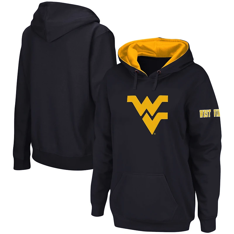Sweat à capuche enfiler avec gros logo de l'équipe West Virginia Mountaineers pour femme, bleu marine