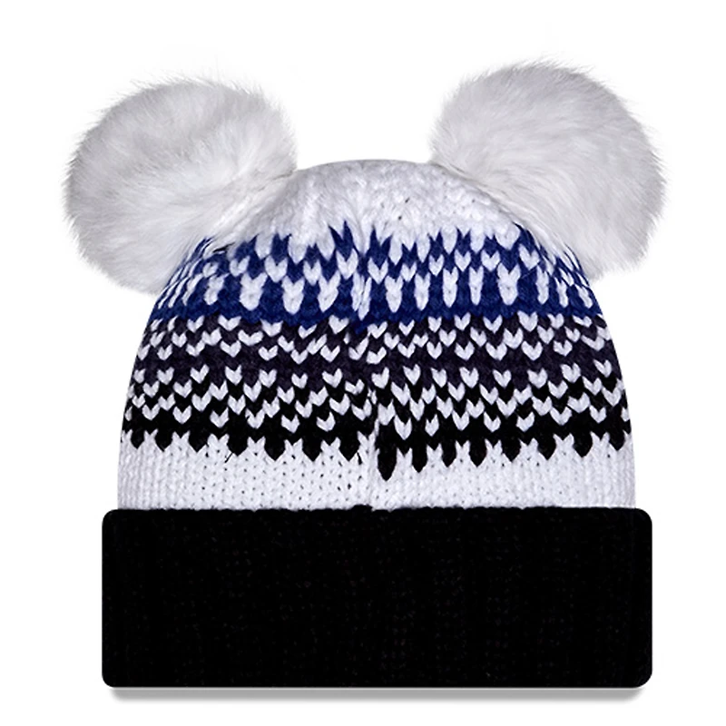 Women's New Era  Navy West Virginia Mountaineers Double Pom & Print Cuffed Knit Hat