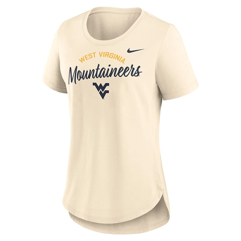 T-shirt Nike crème West Virginia Mountaineers Tri-Blend pour femme avec logo script