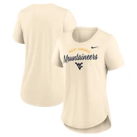 Women's Nike  Cream West Virginia Mountaineers Script Logo Tri-Blend T-Shirt