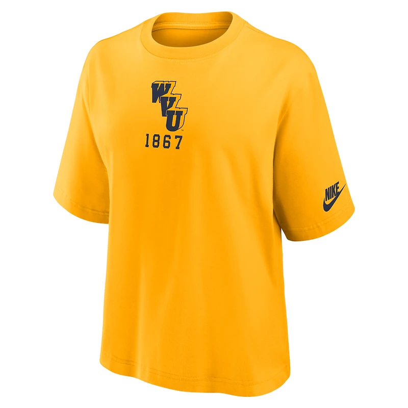 Women's Nike Gold West Virginia Mountaineers Legacy Established Boxy T-Shirt