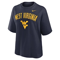Women's Nike  Navy West Virginia Mountaineers Arch Logo Boxy T-Shirt
