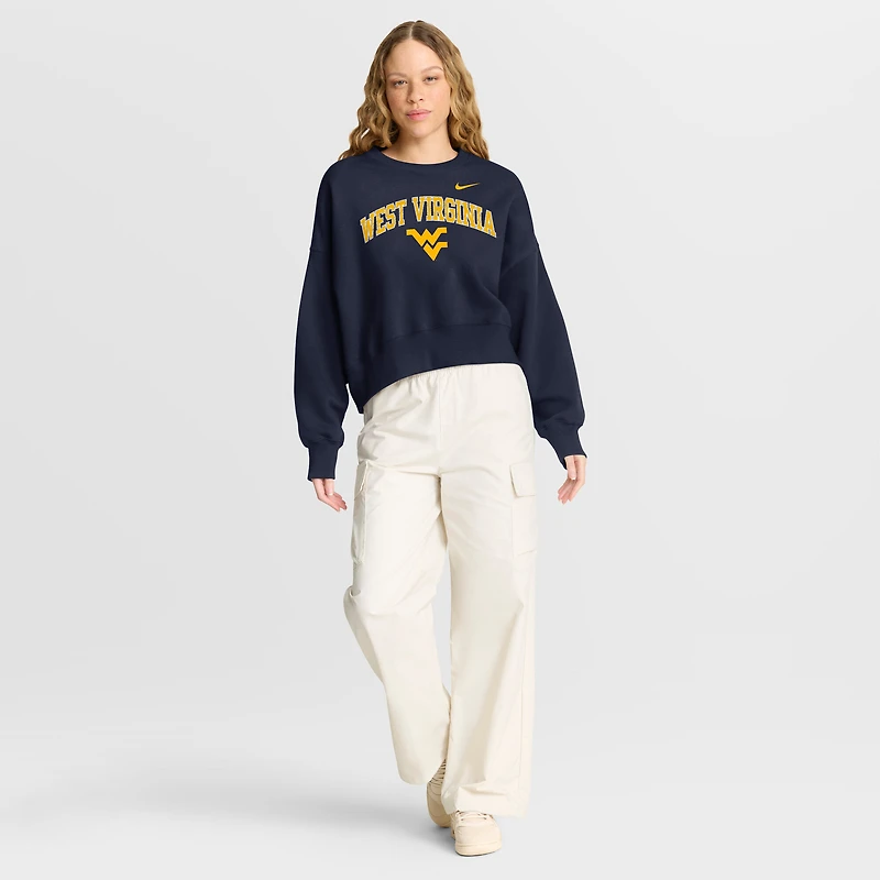 Women's Nike Navy West Virginia Mountaineers Oversized Phoenix Arch Pullover Sweatshirt