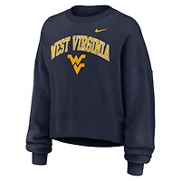 Women's Nike Heather Gray West Virginia Mountaineers Oversized Phoenix Arch Pullover Sweatshirt