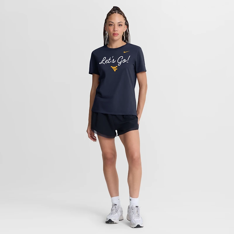 Women's Nike Navy West Virginia Mountaineers Script Mantra Logo T-Shirt