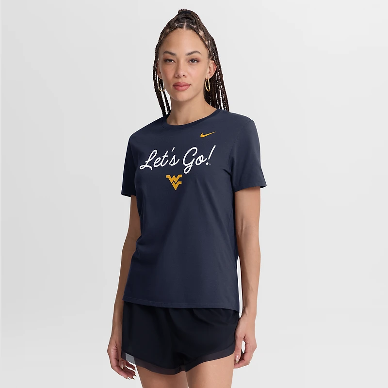 Women's Nike Navy West Virginia Mountaineers Script Mantra Logo T-Shirt
