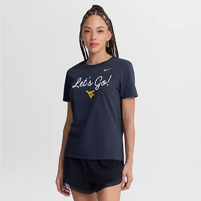 Women's Nike Navy West Virginia Mountaineers Script Mantra Logo T-Shirt