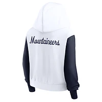 Women's Nike White West Virginia Mountaineers Cropped Beyond Capability Color-Block Script Full-Zip Hoodie