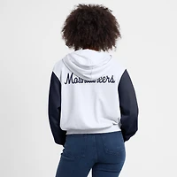 Women's Nike White West Virginia Mountaineers Cropped Beyond Capability Color-Block Script Full-Zip Hoodie