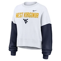 Sweat-shirt oversize à blocs de couleurs Nike blanc pour femme des West Virginia Mountaineers