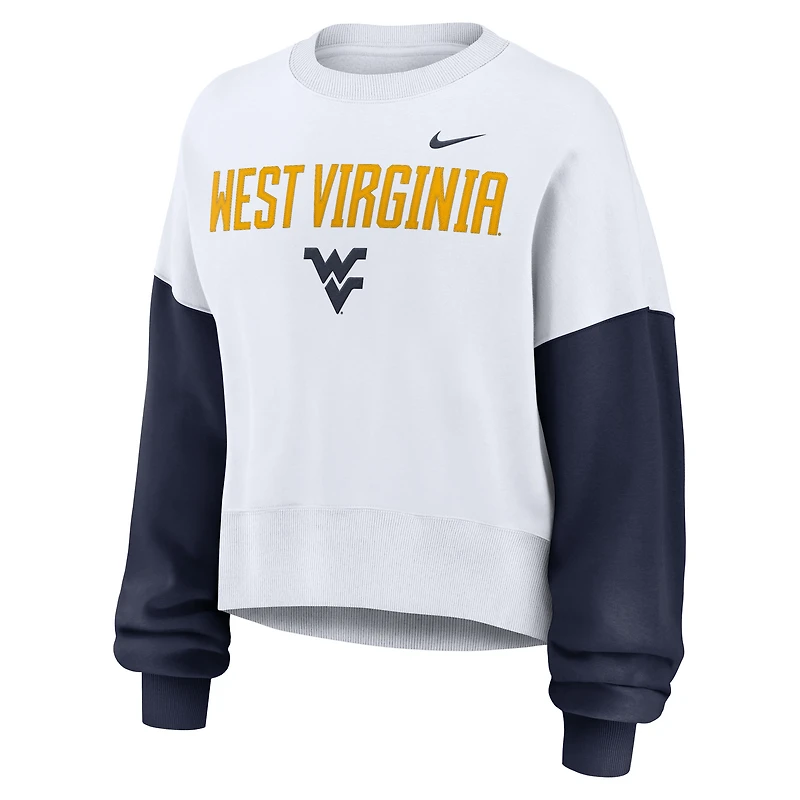 Sweat-shirt oversize à blocs de couleurs Nike blanc pour femme des West Virginia Mountaineers