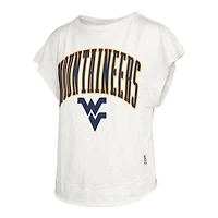 Women's Pressbox  Cream West Virginia Mountaineers Nelson Movement Open Back Slub T-Shirt