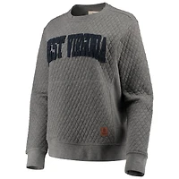 Women's Pressbox Heather Charcoal West Virginia Mountaineers Moose Quilted Pullover Sweatshirt