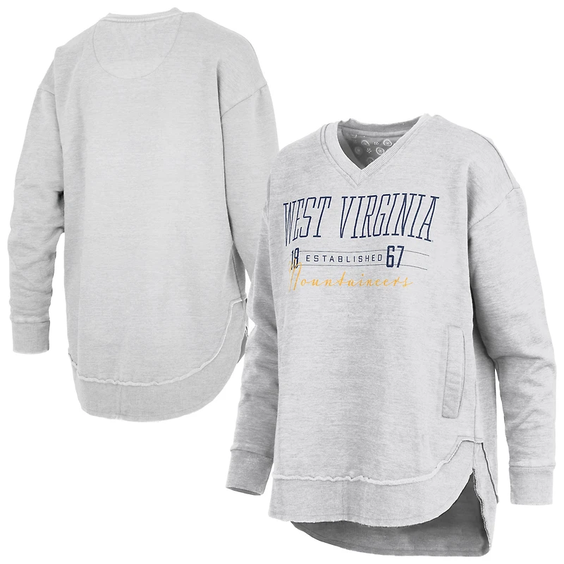 Women's Pressbox Heather Gray West Virginia Mountaineers Marcus East Hall Poncho V-Neck Sweatshirt