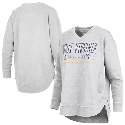 Sweat-shirt poncho à col en V Marcus East Hall des West Virginia Mountaineers, gris chiné, de Pressbox pour femmes