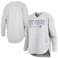 Sweat-shirt poncho à col en V Marcus East Hall des West Virginia Mountaineers, gris chiné, de Pressbox pour femmes