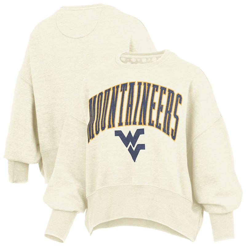 Sweat-shirt ras du cou surdimensionné pour femme Pressbox Natural des West Virginia Mountaineers