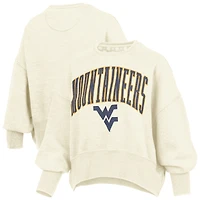 Sweat-shirt ras du cou surdimensionné pour femme Pressbox Natural des West Virginia Mountaineers