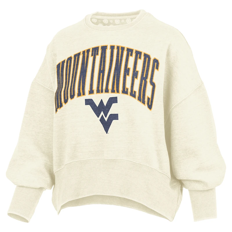 Sweat-shirt ras du cou surdimensionné pour femme Pressbox Natural des West Virginia Mountaineers