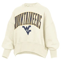 Sweat-shirt ras du cou surdimensionné pour femme Pressbox Natural des West Virginia Mountaineers