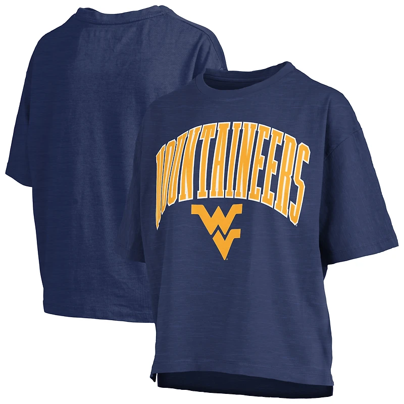T-shirt surdimensionné bleu marine pour femme avec logo Arch et West Virginia Mountaineers