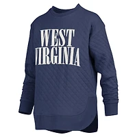 Sweat-shirt matelassé à manches longues pour femme Pressbox Navy West Virginia Mountaineers