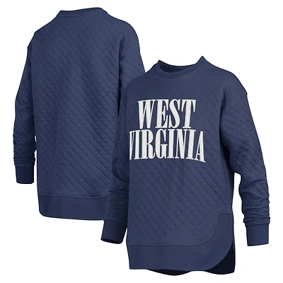 Sweat-shirt matelassé à manches longues pour femme Pressbox Navy West Virginia Mountaineers