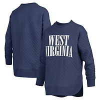 Sweat-shirt matelassé à manches longues pour femme Pressbox Navy West Virginia Mountaineers
