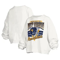 Sweat-shirt surdimensionné à logo rétro Janice des West Virginia Mountaineers pour femme Pressbox White