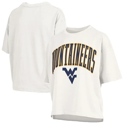 Women's Pressbox White West Virginia Mountaineers Plus Nelson Motley Crew Oversized Slub T-Shirt