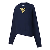 Sweat-shirt court à paillettes bleu marine Pro Standard West Virginia Mountaineers pour femme
