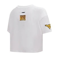 Women's Pro Standard White West Virginia Mountaineers Classic Three-Hit Boxy Cropped T-Shirt