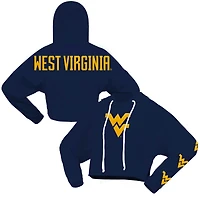 Sweat à capuche court surdimensionné Spirit Jersey pour femmes, bleu marine, West Virginia Mountaineers
