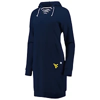 Robe à capuche et col en V lacets Quick Pass West Virginia Mountaineers Touch bleu marine pour femme