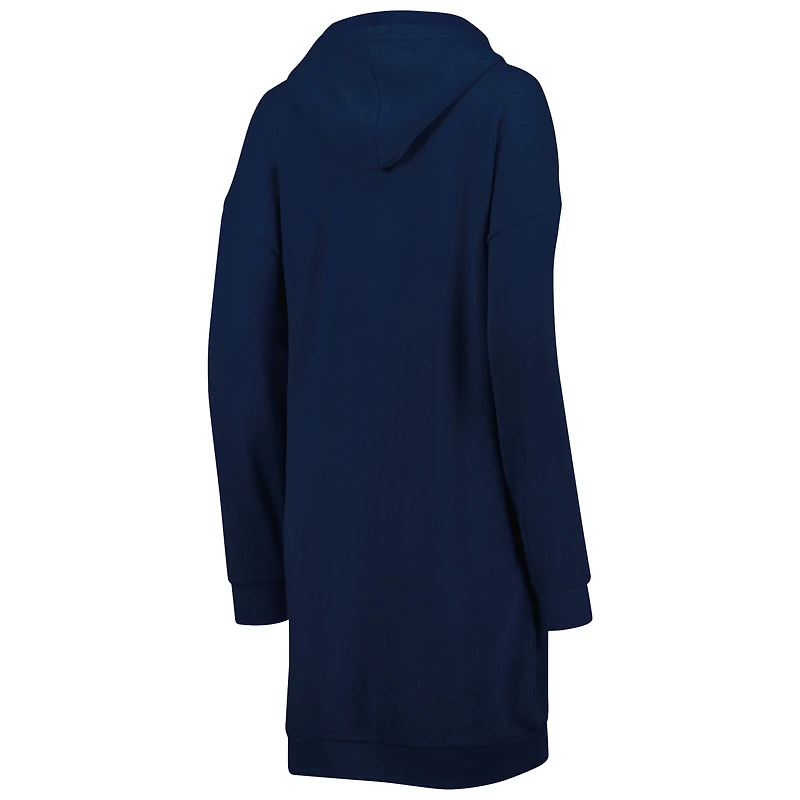 Robe à capuche et col en V lacets Quick Pass West Virginia Mountaineers Touch bleu marine pour femme