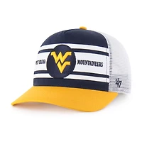 Casquette de camionneur ajustable Super Stripe Hitch bleu marine/or des West Virginia Mountaineers pour jeunes de 1947