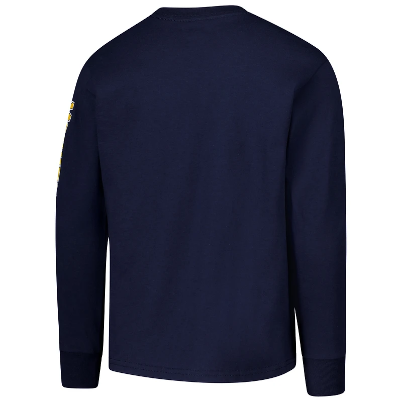 Youth Champion Navy West Virginia Mountaineers Distressed Arch Over Logo Long Sleeve T-Shirt