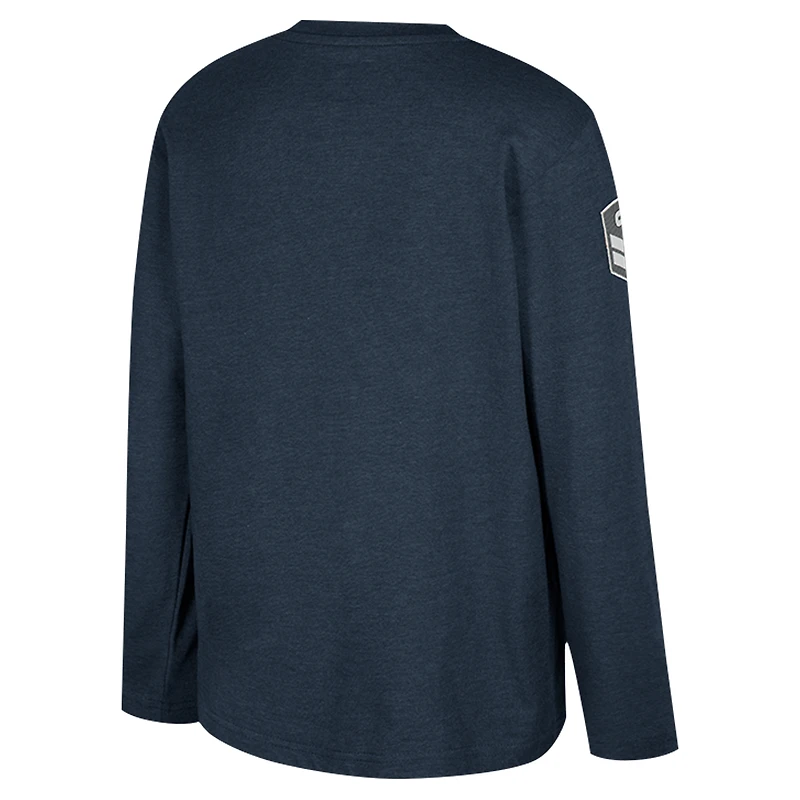 Youth Colosseum Heather Navy West Virginia Mountaineers OHT Military Appreciation Oorah Long Sleeve T-Shirt