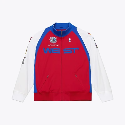 Veste Mitchell & Ness Dirk Nowitzki rouge et blanche pour homme, édition spéciale NBA All-Star Game 2006, fermeture éclair intégrale.