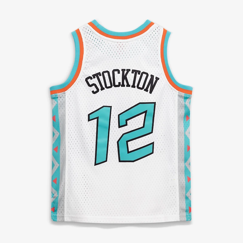 Maillot Swingman Mitchell & Ness blanc John Stockton, édition limitée NBA All-Star Game 1996, collection Hardwood Classics.