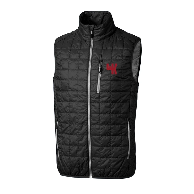 Doudoune sans manches à fermeture éclair intégrale Cutter & Buck noire Western Kentucky Hilltoppers pour homme, grandes tailles, isolée PrimaLoft Eco Rainier