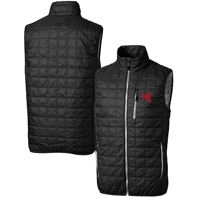 Men's Cutter & Buck Black Western Kentucky Hilltoppers Team Logo Big Tall Rainier PrimaLoft Eco Insulated Full-Zip Puffer Vest