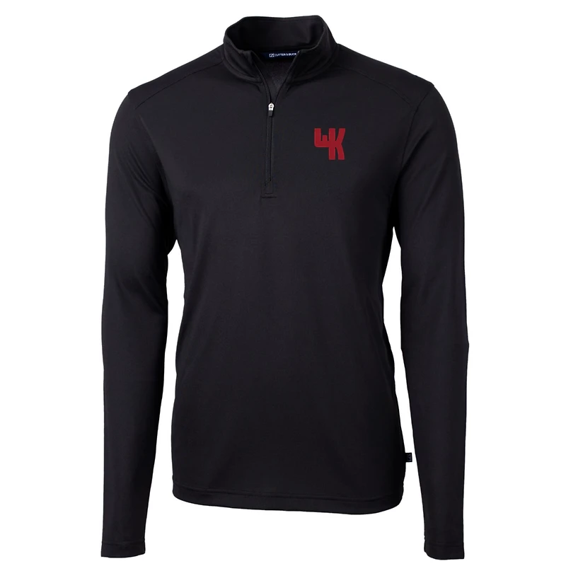 Men's Cutter & Buck Black Western Kentucky Hilltoppers Virtue Eco Pique Recycled Quarter-Zip Pullover Top