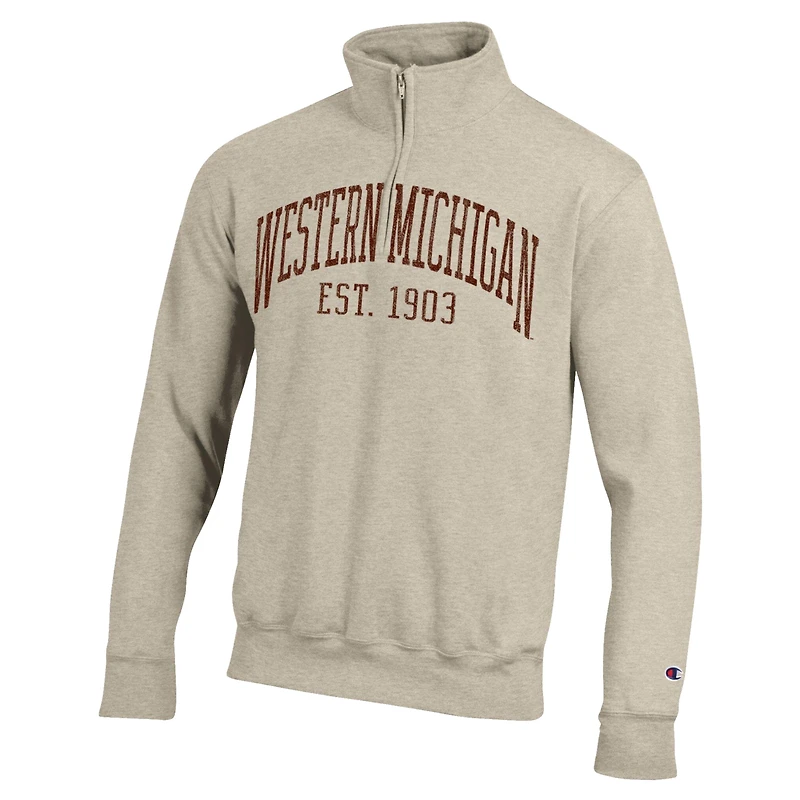 Men's Champion Cream Western Michigan Broncos Established Date Quarter-Zip Pullover