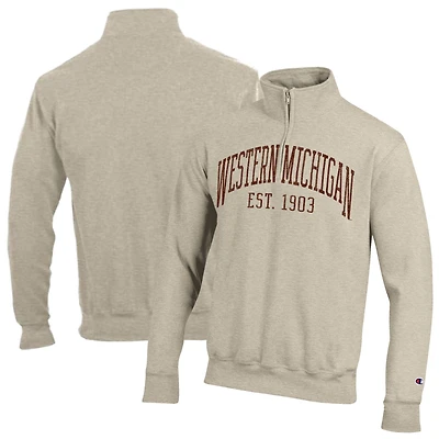 Pull à col zippé Champion crème Western Michigan Broncos pour homme