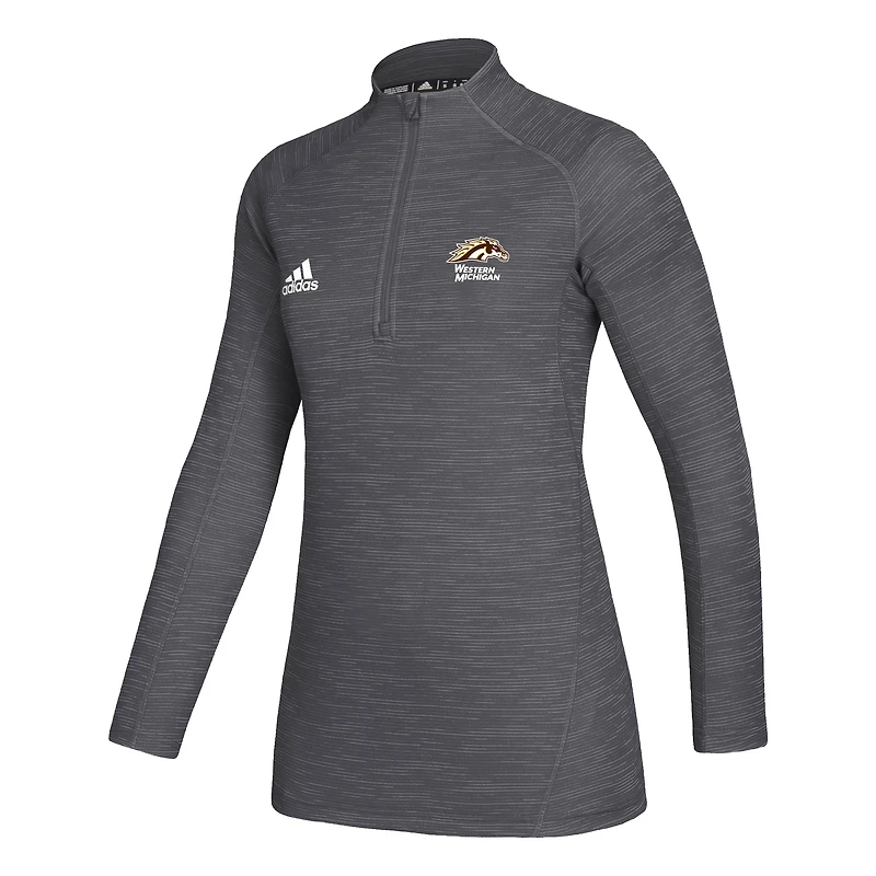 Women's adidas Gray Western Michigan Broncos Game Mode Performance Quarter-Zip Pullover Jacket