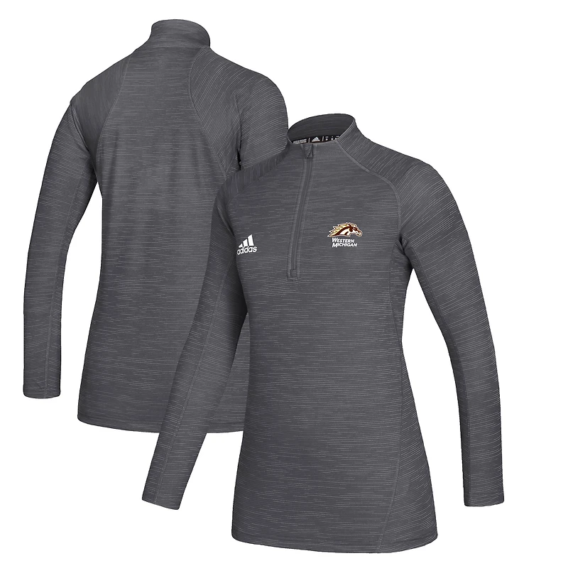 Veste à enfiler adidas grise Game Mode Performance quart de zip pour femme des Broncos Western Michigan