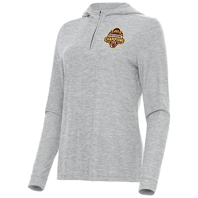 Sweat à capuche zippé quart de tour Daybreak pour femme, champion national hockey sur glace, NCAA Frozen Four 2025, Antigua Heather Gray, Western Michigan Broncos