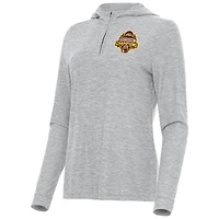Sweat à capuche zippé quart de tour Daybreak pour femme, champion national hockey sur glace, NCAA Frozen Four 2025, Antigua Heather Gray, Western Michigan Broncos